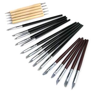 Hamineler 20Pcs Silicone Clay Sculpting Tool Clay Shaping Modeling Wipe Out Tools, Modeling Dotting Tool Pottery Clay Sculpture Carving Tools