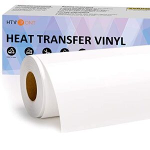 htvront white heat transfer vinyl htv roll 12″ x 50ft – white iron on vinyl roll for cricut & silhouette – easy to cut & weed white htv vinyl roll