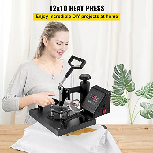 VEVOR 12x10 Inch Heat Press Dual Digital Heat Press Machine 650W Swing Away Heat Press T-Shirt Sublimation Printer Transfer 360 Degree Rotation for DIY T-Shirts