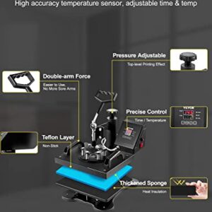 VEVOR 12x10 Inch Heat Press Dual Digital Heat Press Machine 650W Swing Away Heat Press T-Shirt Sublimation Printer Transfer 360 Degree Rotation for DIY T-Shirts