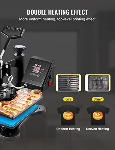 VEVOR 12x10 Inch Heat Press Dual Digital Heat Press Machine 650W Swing Away Heat Press T-Shirt Sublimation Printer Transfer 360 Degree Rotation for DIY T-Shirts