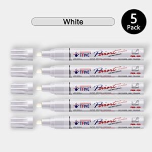 White Paint Marker Paint Pens - 5 Pack Oil Based Permanent Marker Pen, Medium Tip, Waterproof & Quick Dry, for Office, Art projects, Rock Painting, Ceramic, Glass, Wood, Plastic, Metal, Canvas