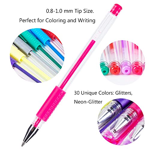 Glitter Gel Pens - Color Gel Pens - Gel Pen for Kids - Coloring Gel Pens Set - Sparkle Gel Pens for Adults Coloring Books Doodling Bullet Journaling