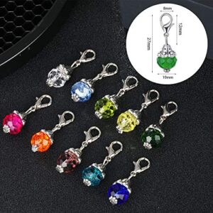 40 Pieces Crystal Dangle Charms Pendants Glass Drop Beads Handmade Dangle Bead Charms with Silver Bead Cap for Jewelry Making Necklace Earring Accessory, Assorted Colors