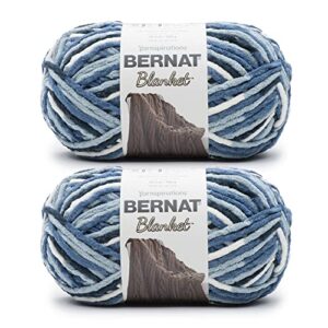 bernat blanket faded blues yarn – 2 pack of 300g/10.5oz – polyester – 6 super bulky – 220 yards – knitting/crochet