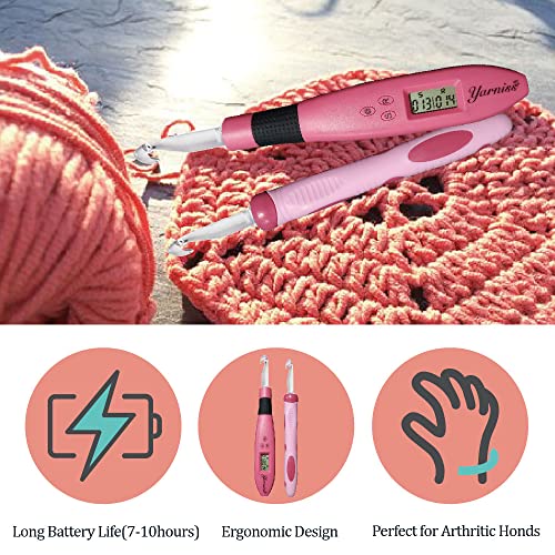 Yarniss 17 Size Counting Crochet Hooks Set, Light Up Crochet Hooks for Stitch & Row Counter