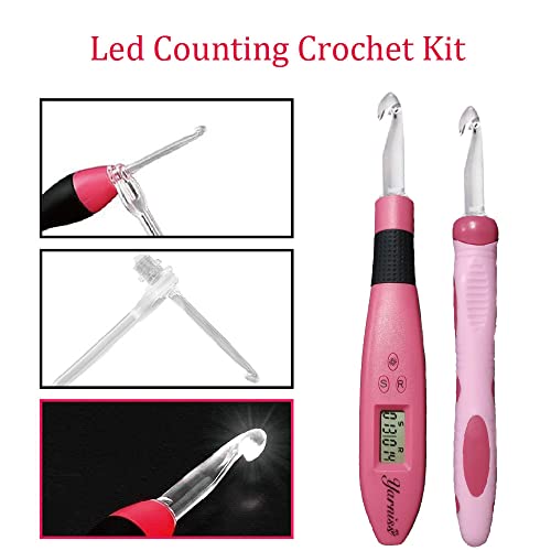 Yarniss 17 Size Counting Crochet Hooks Set, Light Up Crochet Hooks for Stitch & Row Counter