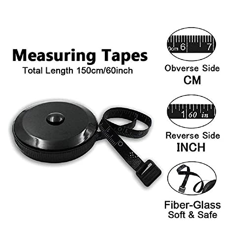 3 Pack Tape Measure Retractable Measuring for Body Fabric Sewing Tailor Cloth Knitting Craft Weight Loss Measurements Retractable Black Dual Sided Tape Measure Body Measuring 60-inch 1.5 Meter