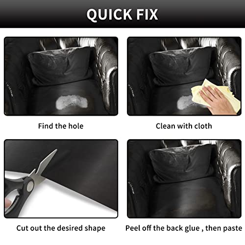 Leather Repair Patch 8×11 inch Strong Adhesive Repair Tape, Anti Scratch Patch for Couch, Sofas, Car Seat, DIY Furniture Upholstery, Handbags, Jackets First Aid Stick On Patch(Black)