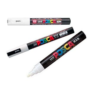 3 kinds of uni posca 【white】 paint marker pen extra fine 0.7mm/fine point 0.9-1.3mm/medium point 1.8-2.5mm & our shop sticky note/value set!!!