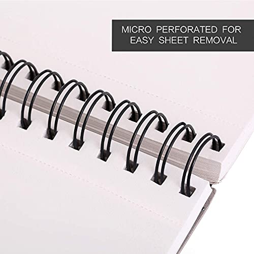 Bachmore 8.5"x11" Hardbound Sketchbook, Left Spiral Sketch Pad with Hardcover, Perforated and Durable Acid Free Drawing Paper, Ideal Art for Kids & Adults, Artist Pro & Amateurs