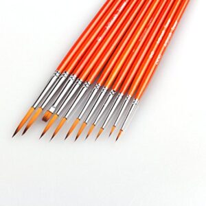 Small Enamel Paint Brushes Set - 11 Pieces Detail Painting Kit for Artists, Model, Miniature, Acrylic and Watercolor Paint