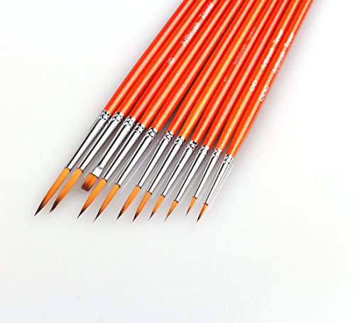 Small Enamel Paint Brushes Set - 11 Pieces Detail Painting Kit for Artists, Model, Miniature, Acrylic and Watercolor Paint