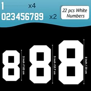 22 Pieces Iron on Numbers T Shirt Heat Transfer Numbers 0 to 9 Jersey Numbers Soft Iron on Numbers for Team Uniform Sports T Shirt Football Basketball Baseball (White,8 Inch)