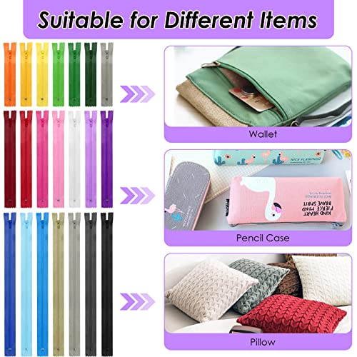 Zippers for Sewing, 120pcs Nylon Zippers for Sewing in Assorted Lengths and Colors, Bulk Zippers for Making Bags, Pouches, Pillow Covers and Sewing Crafts Projects