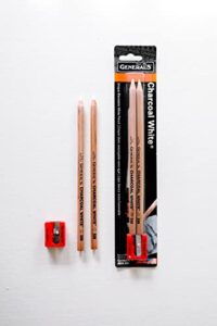 general’s charcoal drawing set, white/black, set of 4 pencils and 1 eraser – 321742
