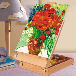 Tabletop Easel Art Easel Desktop Easel for Painting, Premium Wooden Sketchbox Easel, Desktop Painting Easel for Student Artist Beginner