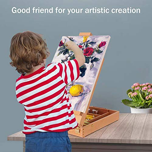 Tabletop Easel Art Easel Desktop Easel for Painting, Premium Wooden Sketchbox Easel, Desktop Painting Easel for Student Artist Beginner