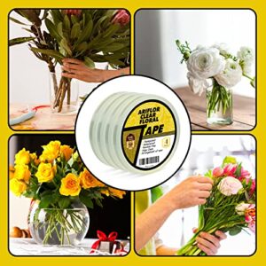 ARIFLOR 4Packs Clear Floral Tape - 1/4 inches Wide Floral Vase Tape, Clear Waterproof Floral Tape for Fresh Flower Bouquets and Flower Arrangements Crafts (0.25inch*4Packs), 0.25inch*4Pack