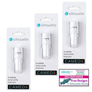 silhouette autoblade – pack of 3 blades for use with cameo 4 with 50 designs