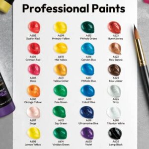 Fantastory Acrylic Paint Set, 24 Classic Colors with 12 Brushes (2oz/60ml), Professional Craft Paint, Art Supplies Kit for Adults & Kids, Canvas/Fabric/Rock/Glass/Stone/Ceramic/Model/Wood Painting