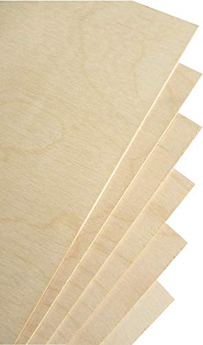 Premium Baltic Birch Plywood,3 mm 1/8"x 12"x 18" Thin Wood 6 Flat Sheets with B/BB Grade Veneer for DIY Arts and Crafts,Woodworking,Scroll Sawing Projects,Painting,Drawing,Laser Cutting Projects