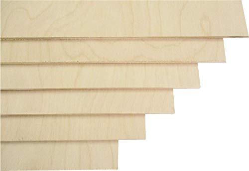 Premium Baltic Birch Plywood,3 mm 1/8"x 12"x 18" Thin Wood 6 Flat Sheets with B/BB Grade Veneer for DIY Arts and Crafts,Woodworking,Scroll Sawing Projects,Painting,Drawing,Laser Cutting Projects