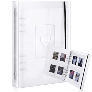 mini photo album with 20 pcs inner 6 ring photocard binder a5 kpop photocard holder book photo card holders photo album folder clear photocard sleeves for business card, or picture (4 photo style)