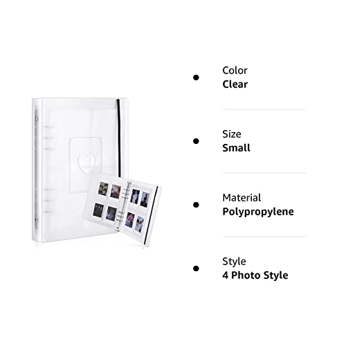 Mini Photo Album with 20 Pcs Inner 6 Ring Photocard Binder A5 Kpop Photocard Holder Book Photo Card Holders Photo Album Folder Clear Photocard Sleeves for Business Card, or Picture (4 Photo Style)