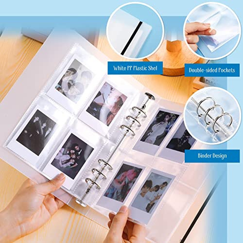 Mini Photo Album with 20 Pcs Inner 6 Ring Photocard Binder A5 Kpop Photocard Holder Book Photo Card Holders Photo Album Folder Clear Photocard Sleeves for Business Card, or Picture (4 Photo Style)