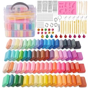 polymer clay, deecoo 70 colors 1.2 oz/block soft oven bake modeling clay kit, 19 creation tools and 10 kinds of accessories , ideal diy clay kids gifts art set for boys girls