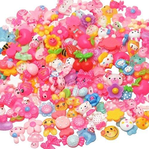 LibiIine 100pcs Mix Lots Flatback Resin Buttons Flat Back Scrapbooking Resin Flatback Craft