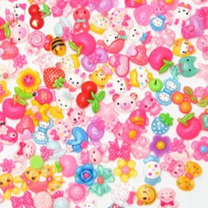 LibiIine 100pcs Mix Lots Flatback Resin Buttons Flat Back Scrapbooking Resin Flatback Craft