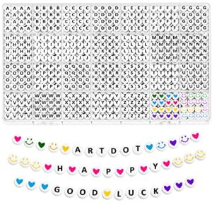 artdot letter beads for jewelry bracelets making, 1400 pcs 28 styles alphabet smiley face heart beads kit crafts for girls