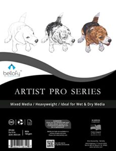 bellofy multimedia sketchbook 100 sheets | mixed media paper for drawing & painting | drawing paper for artists, beginners & kids | sketchbook mixed media for acrylic, watercolor, graphite & more