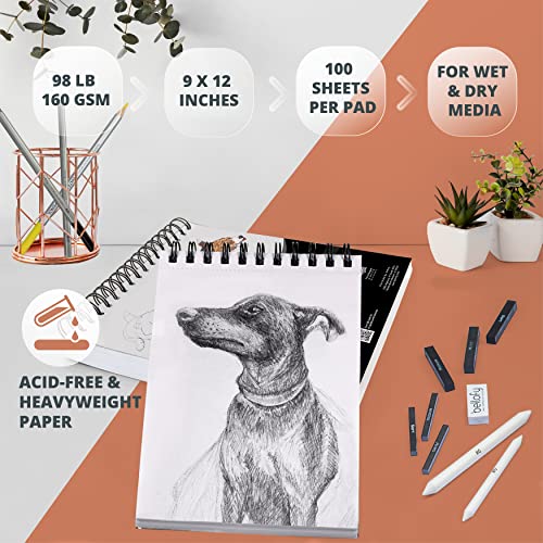 Bellofy Multimedia Sketchbook 100 Sheets | Mixed Media Paper for Drawing & Painting | Drawing Paper for Artists, Beginners & Kids | Sketchbook Mixed Media for Acrylic, Watercolor, Graphite & More