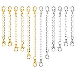 paxcoo 12pcs chain extender jewelry necklace lobster clasps and closures for necklace bracelet jewelry making supplies