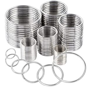 90pcs 6 sizes silver metal o rings multi-purpose heavy duty round ring for hardware bags belts dog leashes hanging basket diy craft supplies, 15mm, 20mm, 25mm, 32mm, 38mm, 50mm