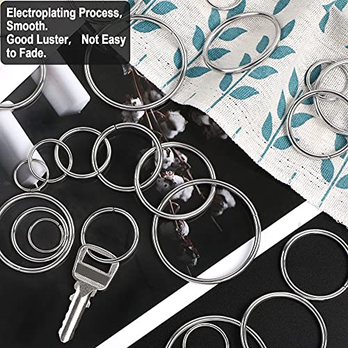 90Pcs 6 Sizes Silver Metal O Rings Multi-Purpose Heavy Duty Round Ring for Hardware Bags Belts Dog Leashes Hanging Basket DIY Craft Supplies, 15mm, 20mm, 25mm, 32mm, 38mm, 50mm