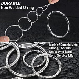 90Pcs 6 Sizes Silver Metal O Rings Multi-Purpose Heavy Duty Round Ring for Hardware Bags Belts Dog Leashes Hanging Basket DIY Craft Supplies, 15mm, 20mm, 25mm, 32mm, 38mm, 50mm