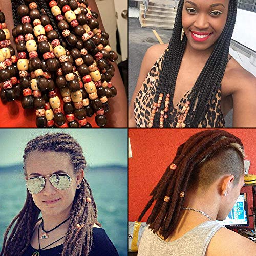 JPSOR 300pcs 12mm Painted Wooden Hair Beads, Round Loose Wood Beads Bulk for Braids, African Beads for Hair, Jewelry Making, Craft DIY, Macrame Rosary Bracelet Necklace Making