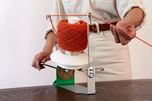 Olikraft Large Capacity Yarn Winder - Hand Operated Metal Yarn Ball Winder. Support 10 to 16 oz of Yarn Fiber Wool String (Stainless Steel)