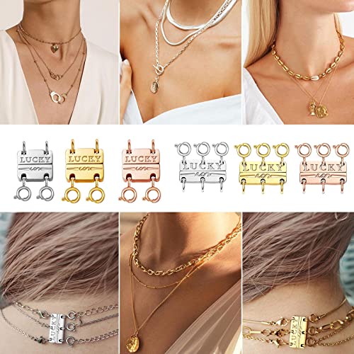Dailyacc Lucky Necklace Layering Clasp 18K Gold and Silver Strong Multiple Necklace Clasps For Layered Separator