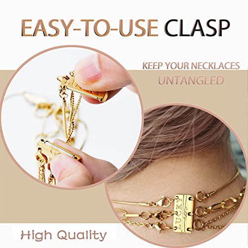 Dailyacc Lucky Necklace Layering Clasp 18K Gold and Silver Strong Multiple Necklace Clasps For Layered Separator