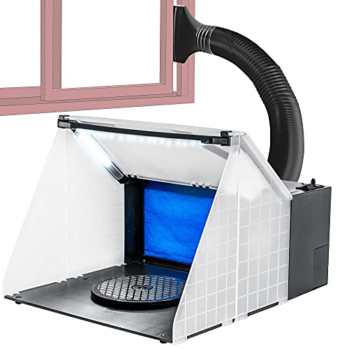 Master Airbrush Brand Lighted Portable Hobby Airbrush Spray Booth with LED Lighting for Painting All Art, Cake, Craft, Hobby, Nails, T-Shirts & More. Includes 6 Foot Exhaust Extension Hose