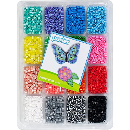 Perler Beads Stripes And Pearls Assorted Fuse Beads Tray For Kids Crafts, 4000 pcs