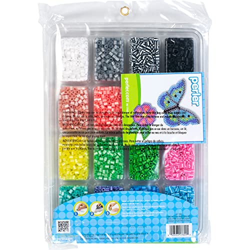 Perler Beads Stripes And Pearls Assorted Fuse Beads Tray For Kids Crafts, 4000 pcs