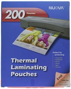 nuova 200-pack, 5 mil thermal laminating pouches 9 x 11.5 inches, letter size (lp205h)