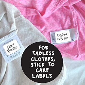 Clothing Labels, Name Labels for Masks, Washer and Dryer Safe, No Iron, Kids Labels for Daycare, Nursing Home Labels, Washable, Write-On, Made in The USA