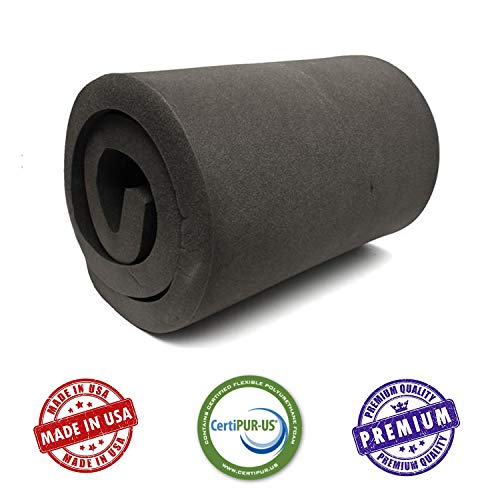 AKTRADING CO. CertiPUR-US Certified Charcoal Rubber Foam Sheet Cushion (Seat Replacement, Upholstery Sheet, Foam Padding, Acoustic Foam Sheet) - 1"H X 24"W X 72"L